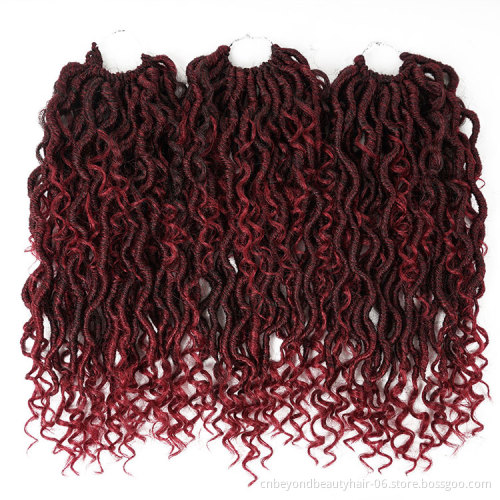 Synthetic Crochet Braids Hair Passion Twist River Goddess Braiding Hair Extension Ombre Brown Faux Locs With Curly Ends Hair
